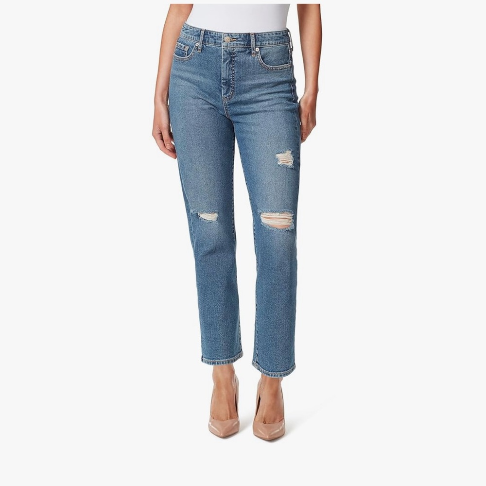 Jessica Simpson Spotlight High Rise Slim Straight Distressed Jeans Plus Size 22W